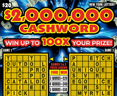 $2,000,000 CASHWORD            Scratch-Off Card