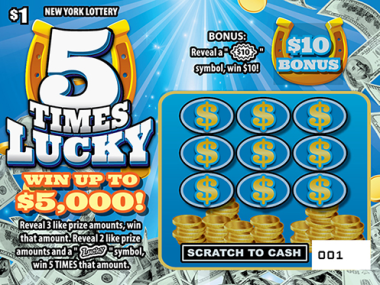 5 TIMES LUCKY                  Scratch-Off Card